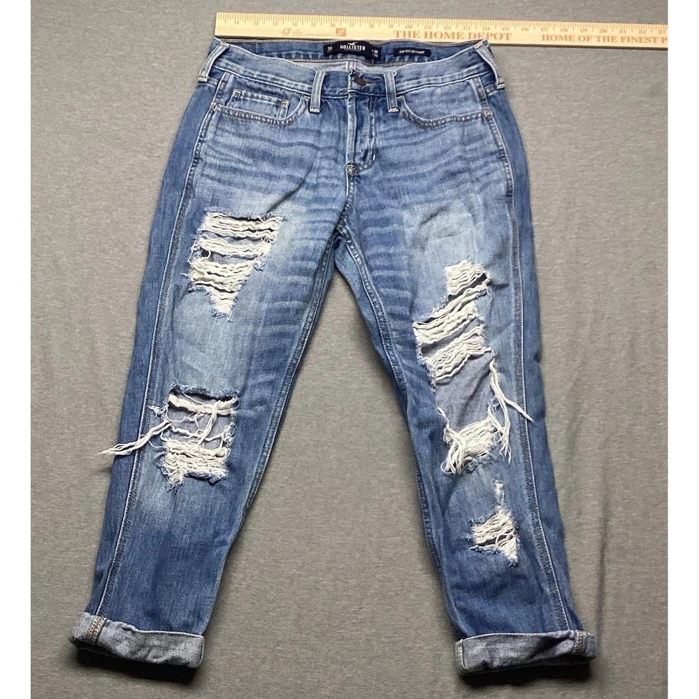 Hollister Low Rise Boyfriend Size 3S W26 L23 Distressed Cuffed Ankle